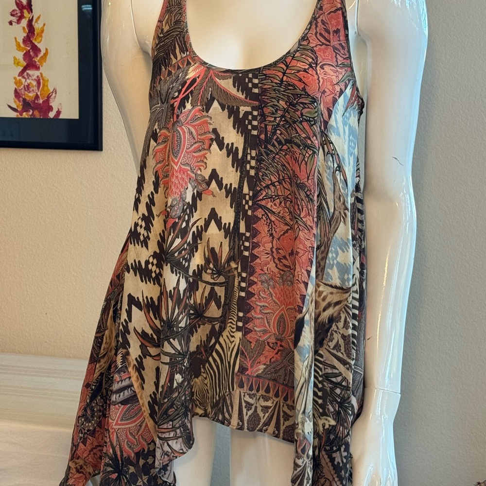 All Saints Abstract Print Sleeveless Blouse